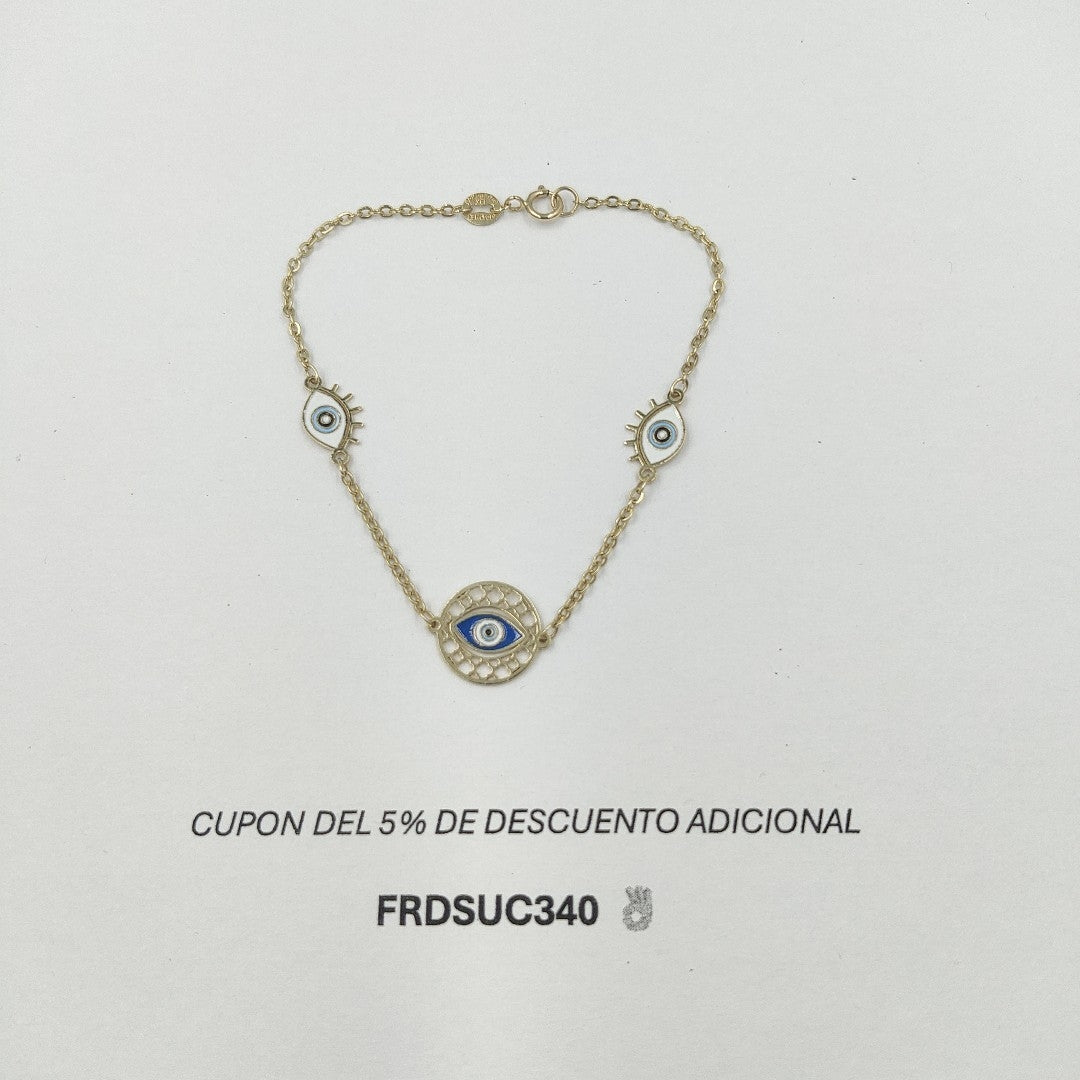 PULSERA TEJIDO ESPECIAL FIG OJO TURCO 14K 18 CM 2.1 GR PLL 45 (NUEVO)