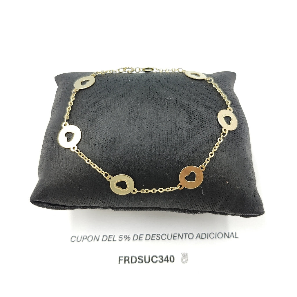 PULSERA TEJIDO CORAZON 14K 18 CM 2.4 GR PLL 24 (NUEVO)