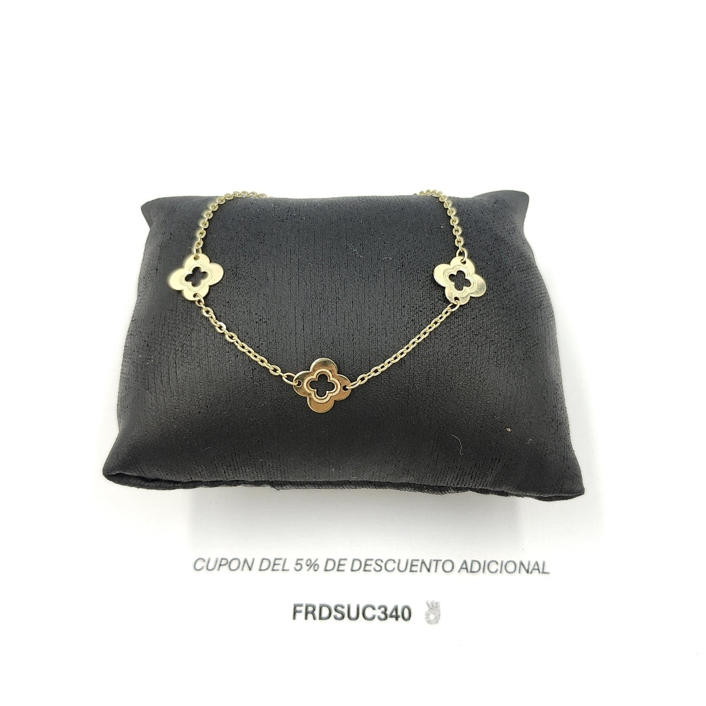 PULSERA TEJIDO ESPECIAL CON FLORES 14K 18 CM 1.6 GR PLL 32 (NUEVO)