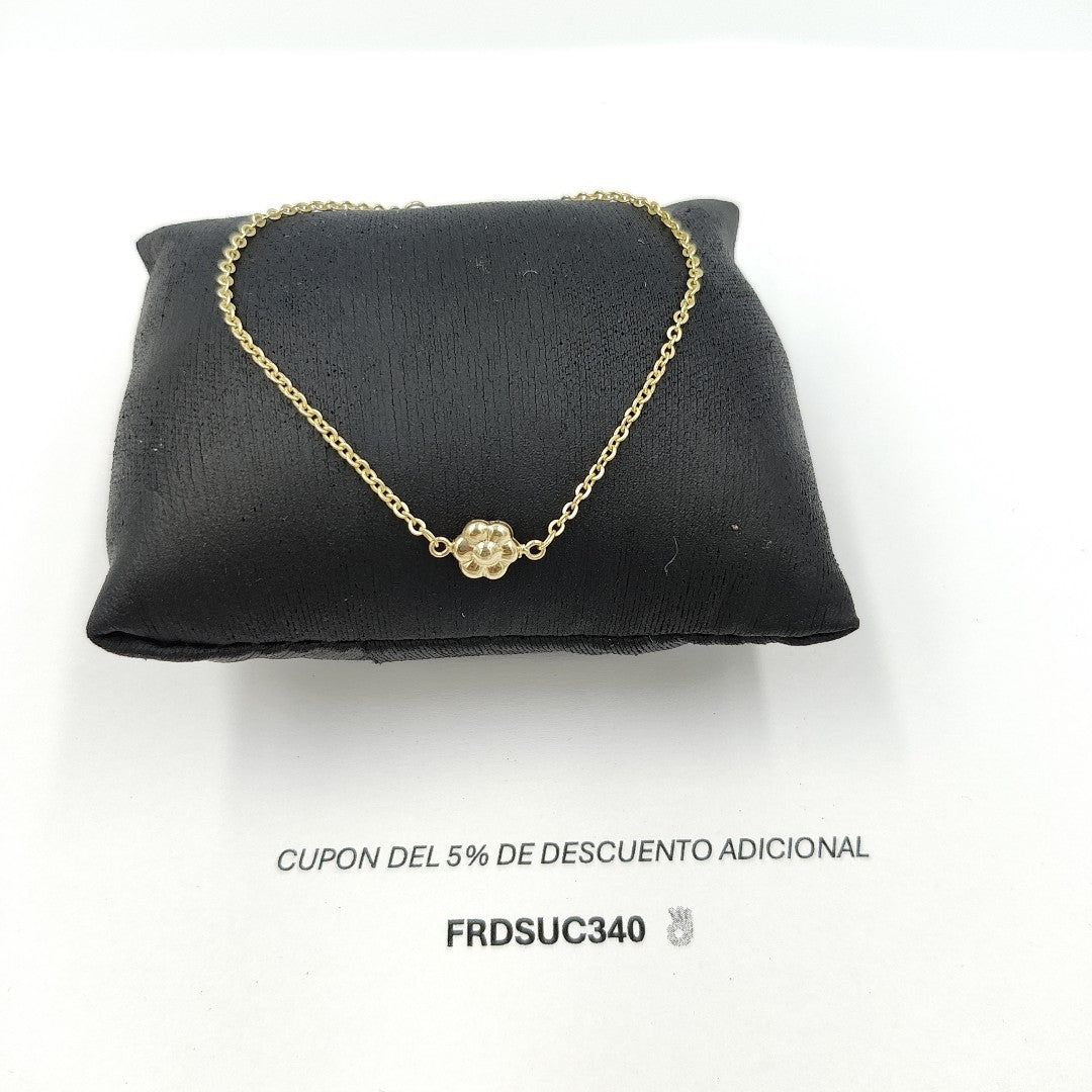 PULSERA TEJIDO ESPECIAL C FLOR 14K 18 CM 1.4 GR PTR45 (NUEVO)
