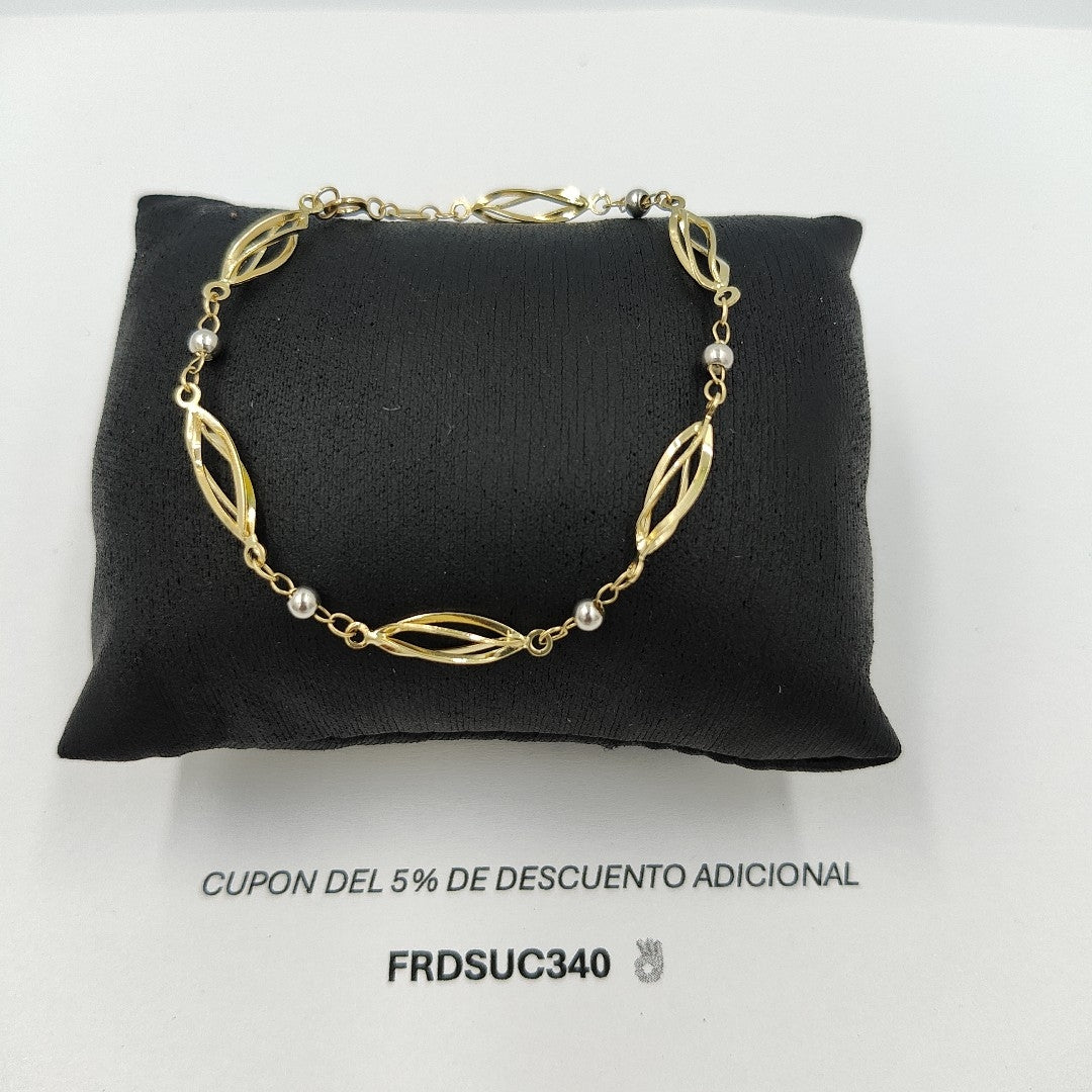 PULSERA TEJIDO ESPECIAL COMBINADO 14K 18 CM 2.6 GR PTR 50 (NUEVO)