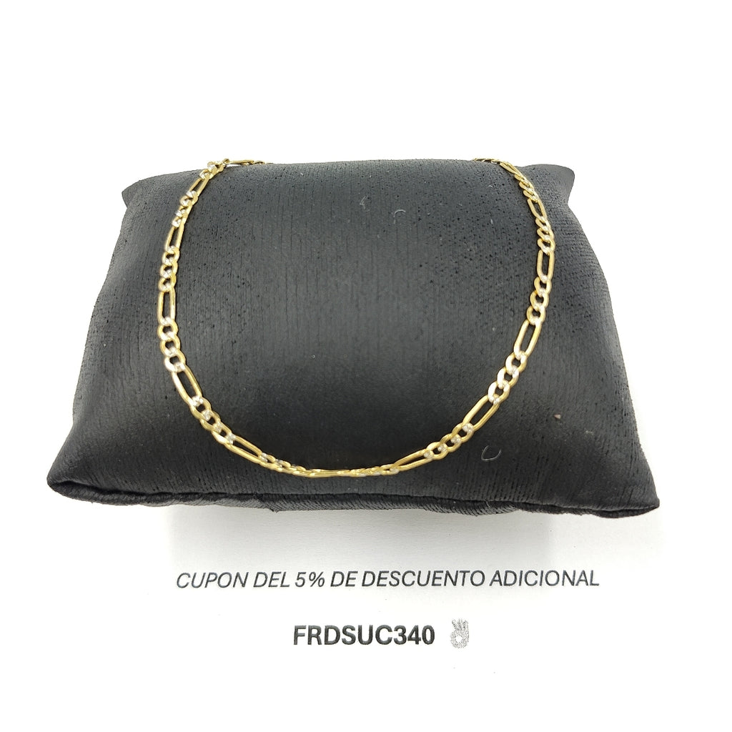 PULSERA TEJIDO 3X1 DIAMANTADA 14K 21CM 2.1GR FPR060 (NUEVO)