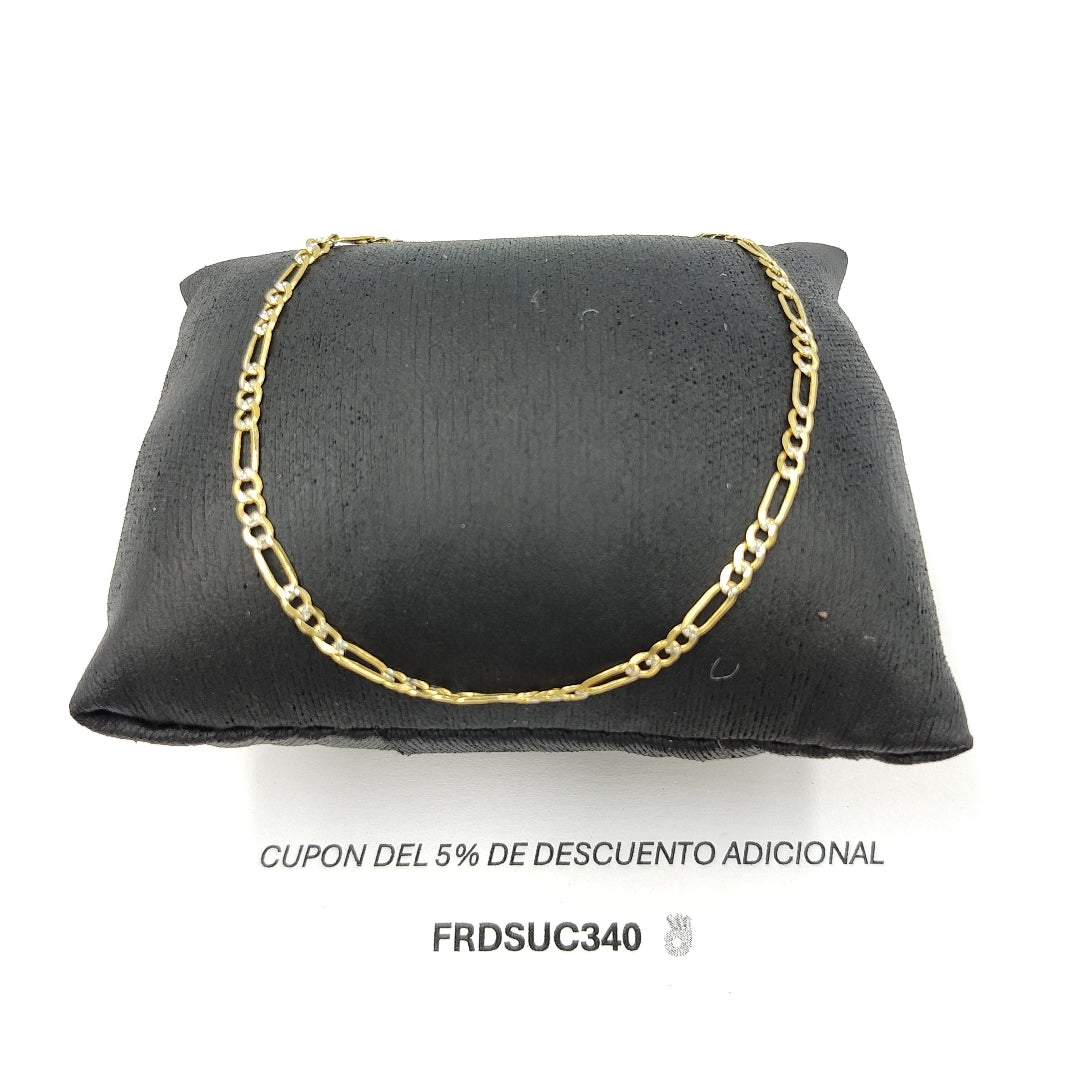PULSERA TEJIDO 3X1 DIAMANTADA 14K 21CM 2.1GR FPR060 (NUEVO)