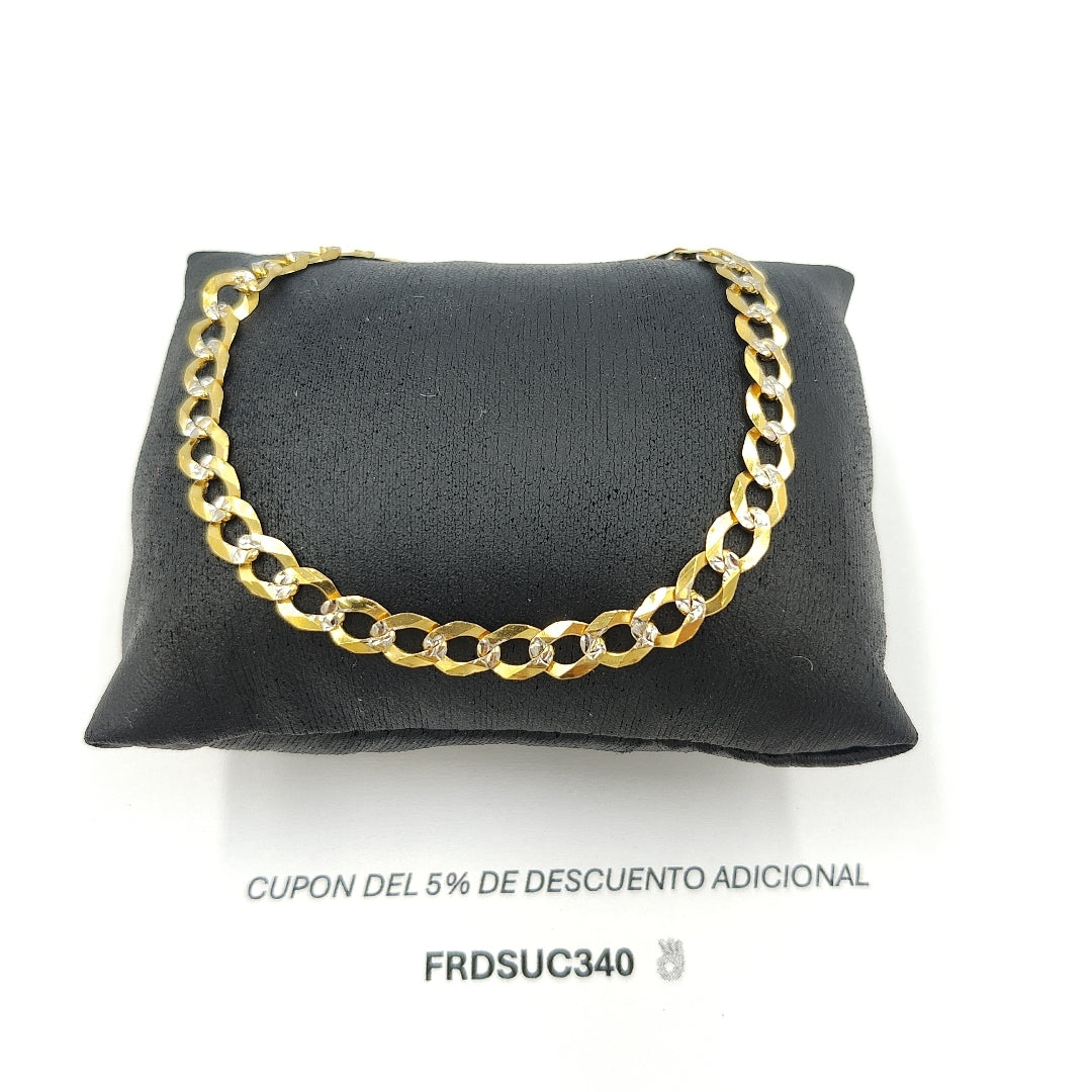 PULSERA TEJIDO BARBADA DIAMANTADA 14K 21CM 6.4GR CPR120 (NUEVO)