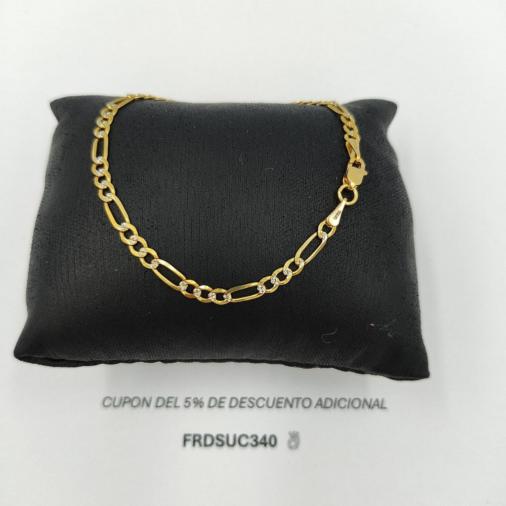 PULSERA TEJIDO 3X1 DIAMANTADA 14K 18CM 2.9GR FPR08018 (NUEVO)