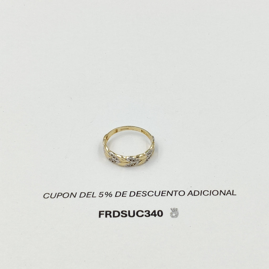 ANILLO TRENZA PIEDRA Y METAL 14K 8 TALLA 1.9 GR ADR 14 (NUEVO)