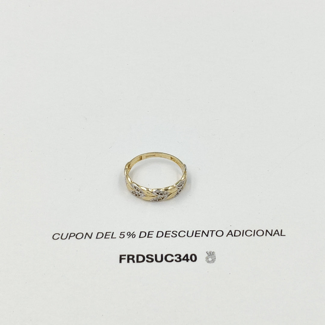 ANILLO TRENZA PIEDRA Y METAL 14K 8 TALLA 1.9 GR ADR 14 (NUEVO)