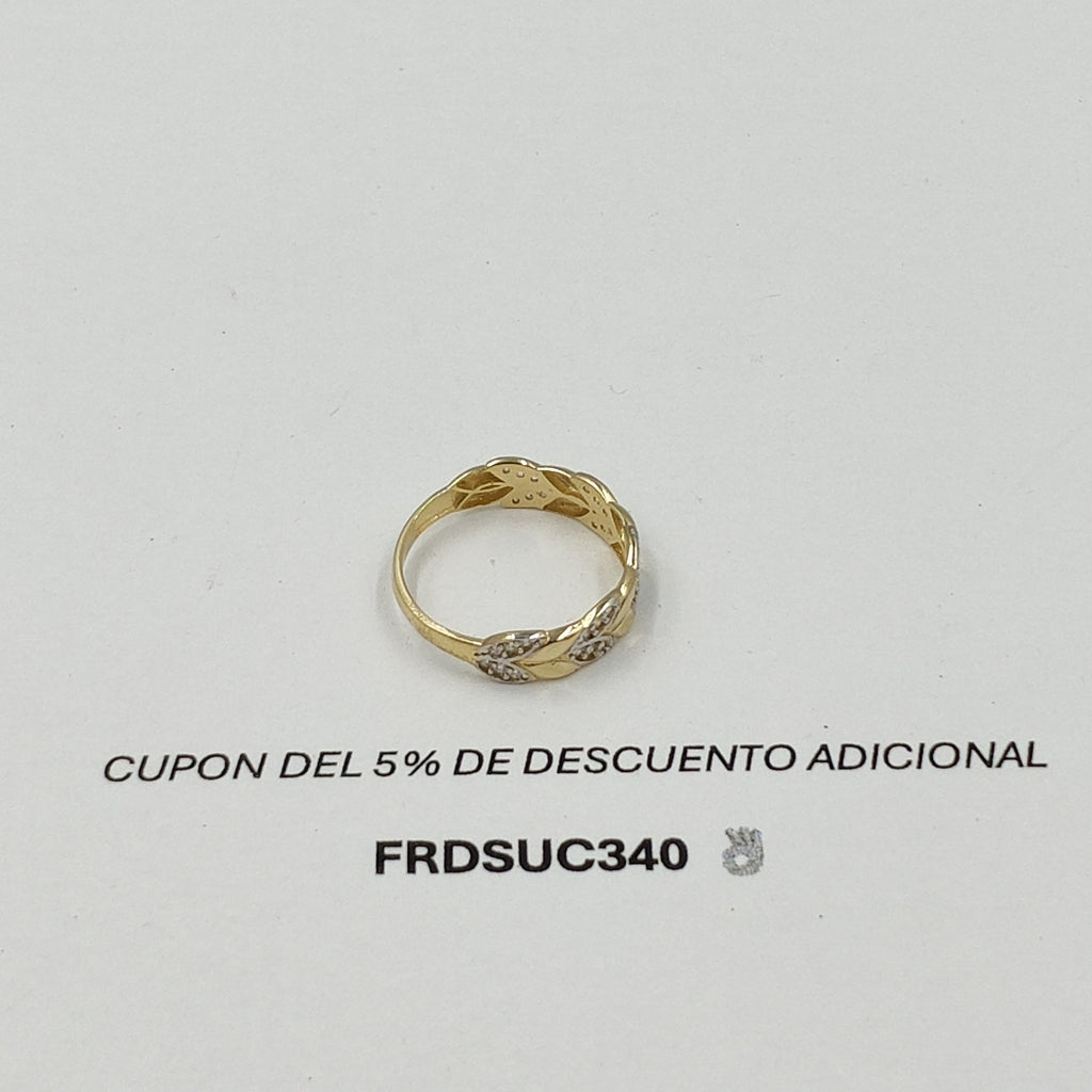 ANILLO TRENZA PIEDRA Y METAL 14K 8.5 TALLA 1.8 GR ADR 14 (NUEVO)
