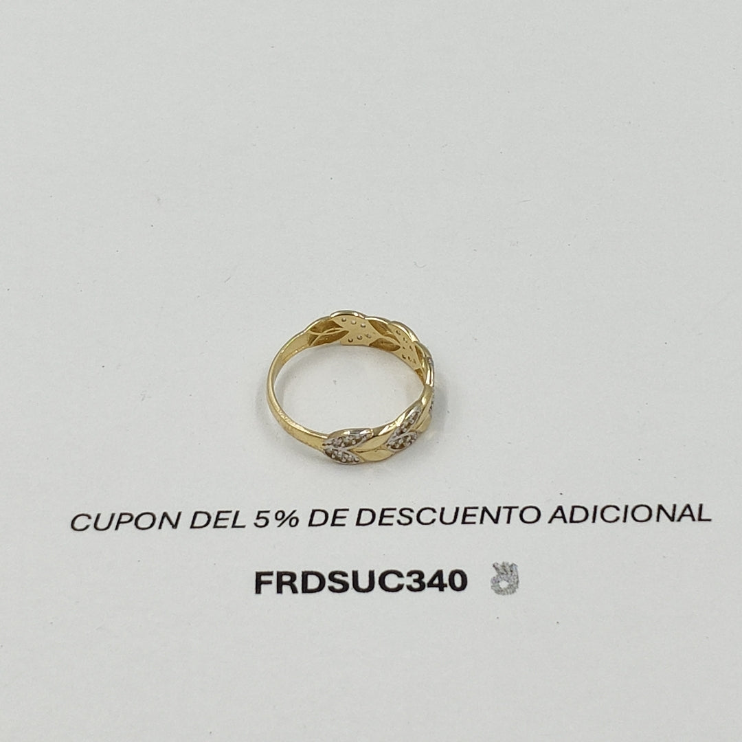 ANILLO TRENZA PIEDRA Y METAL 14K 8.5 TALLA 1.8 GR ADR 14 (NUEVO)