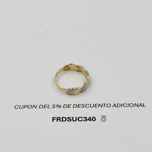 ANILLO TRENZA PIEDRA Y METAL 14K 8.5 TALLA 1.8 GR ADR 14 (NUEVO)