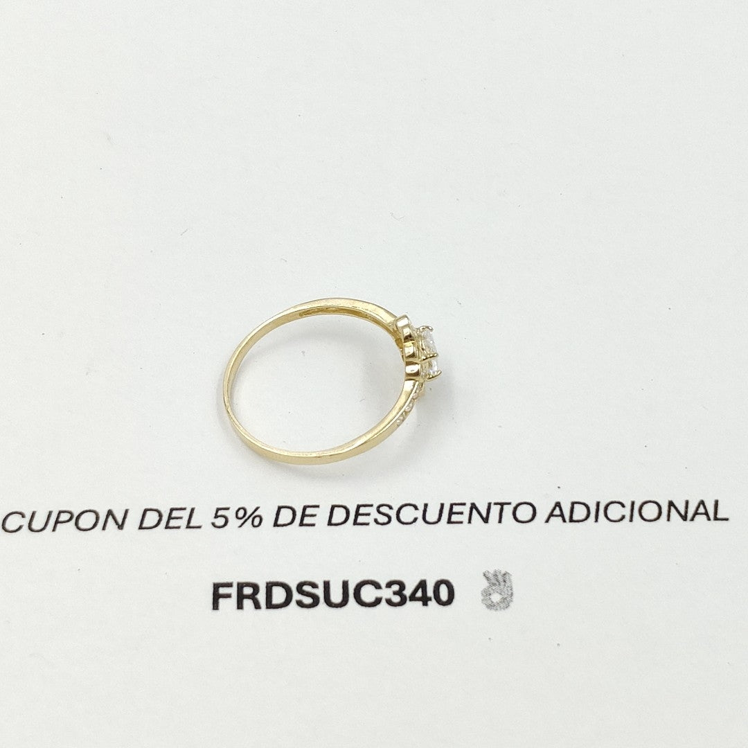 ANILLO FLOR PIEDRA OVALO 14K 9 TALLA 1.6 GR ADP 60 (NUEVO)