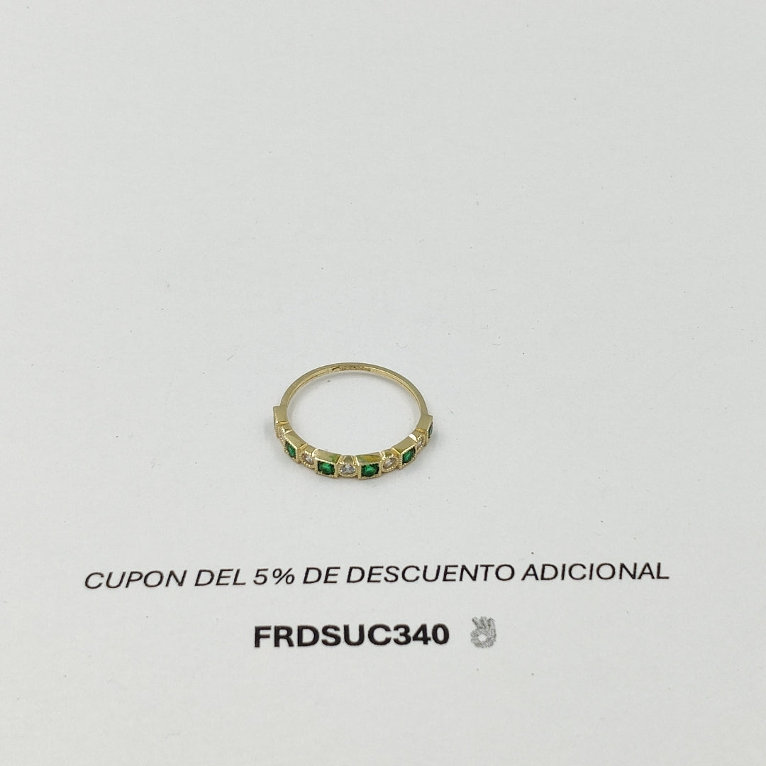 ANILLITO CON CIRCONIAS Y PIEDRAS COLOR VERDE 14K 8 TALLA 1.5 GR ADR 116 (NUEVO)