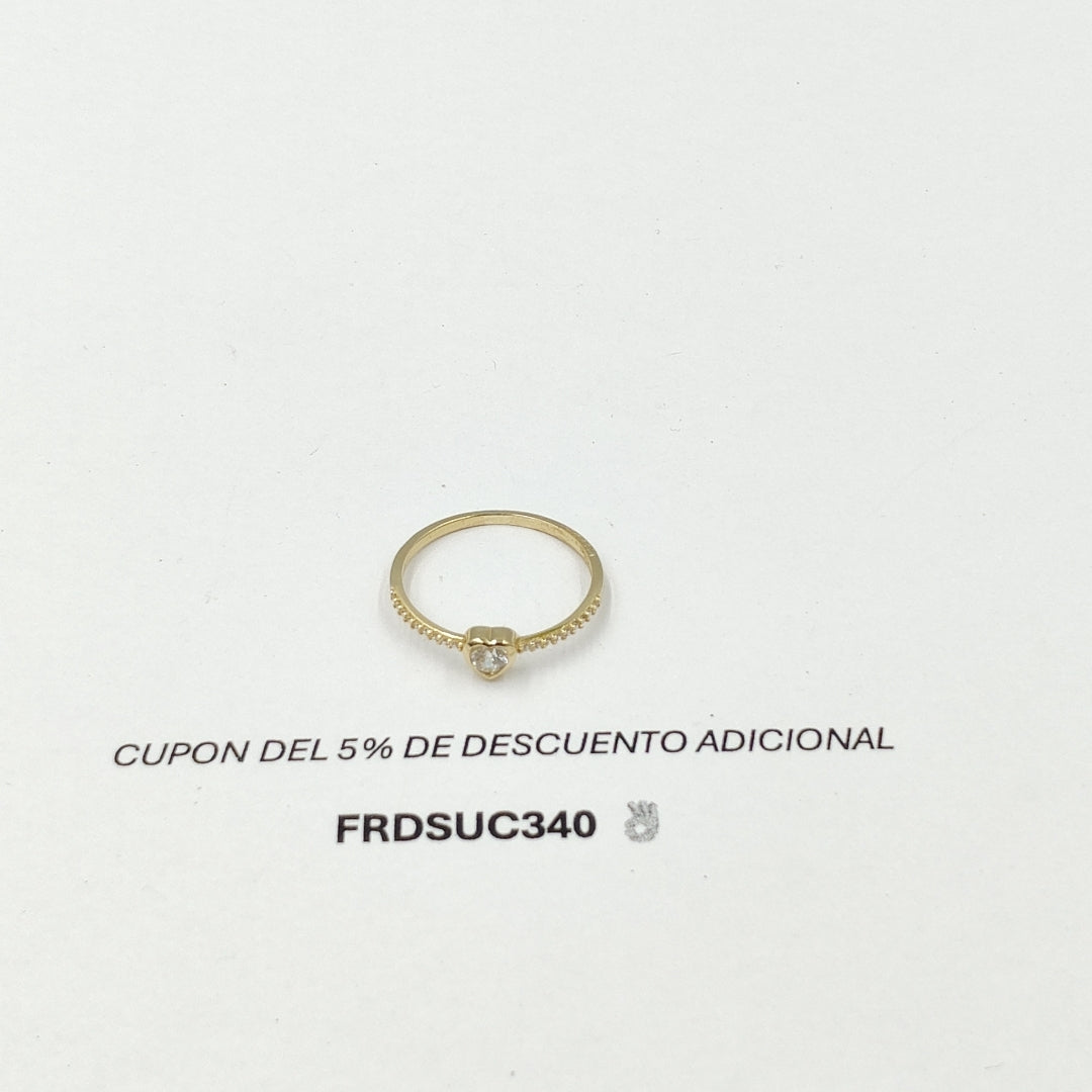 ANILLITO CON CORAZON Y CIRCONIAS 14K 9 TALLA 1.4 GR ADR 124 (NUEVO)