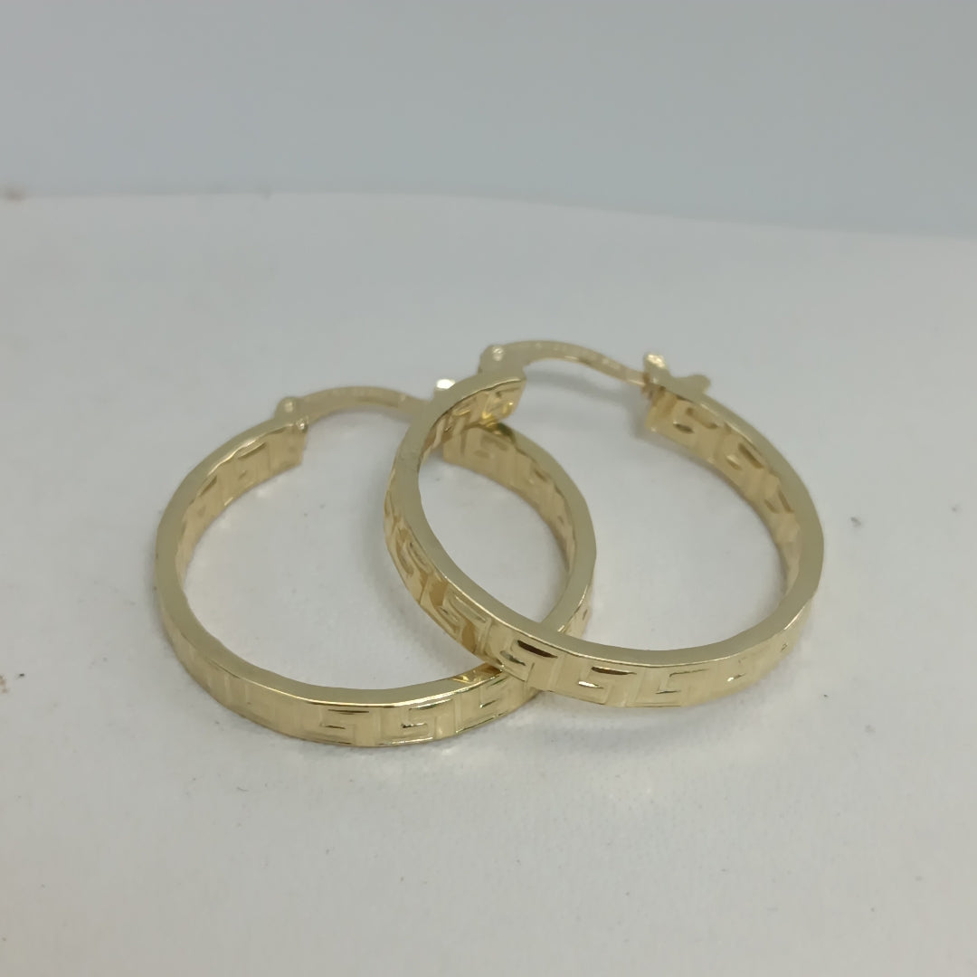 ARETES ARRACADAS CON GRECAS 14K 2.6 GR ETRE 4 (NUEVO)