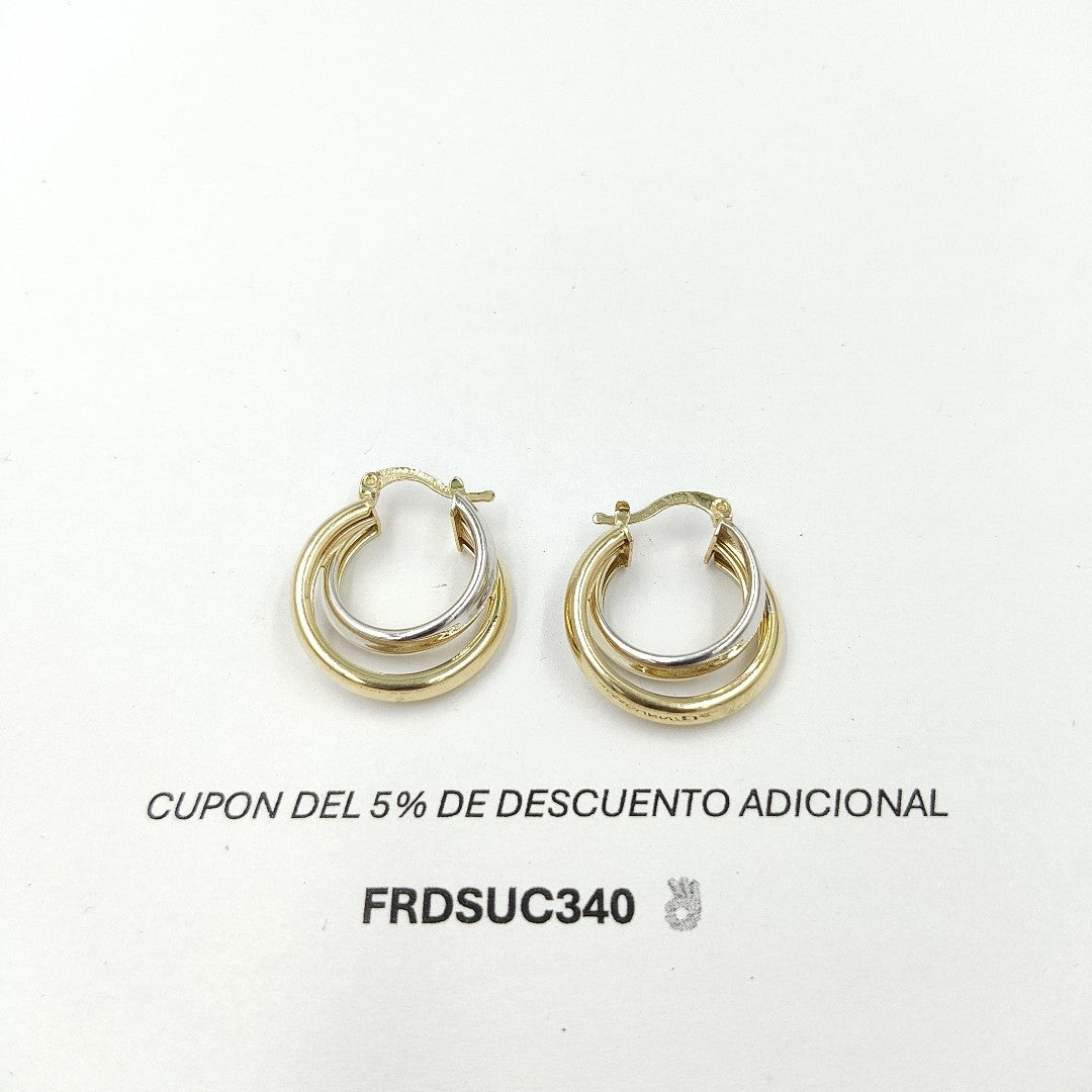 ARETES ARRACADAS DOBLE COMBINADA 14K 4 GR 02008FO (NUEVO)