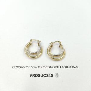 ARETES ARRACADAS DOBLE COMBINADA 14K 4 GR 02008FO (NUEVO)
