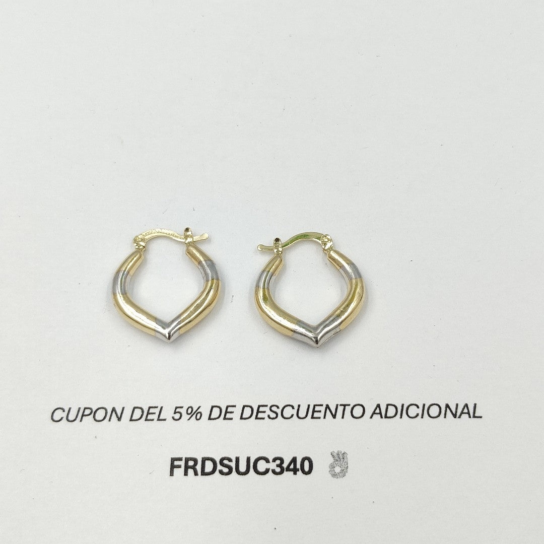 ARETES ARRACADAS CON DISEÑO COMBINADA 14K 2 GR AC 45 (NUEVO)