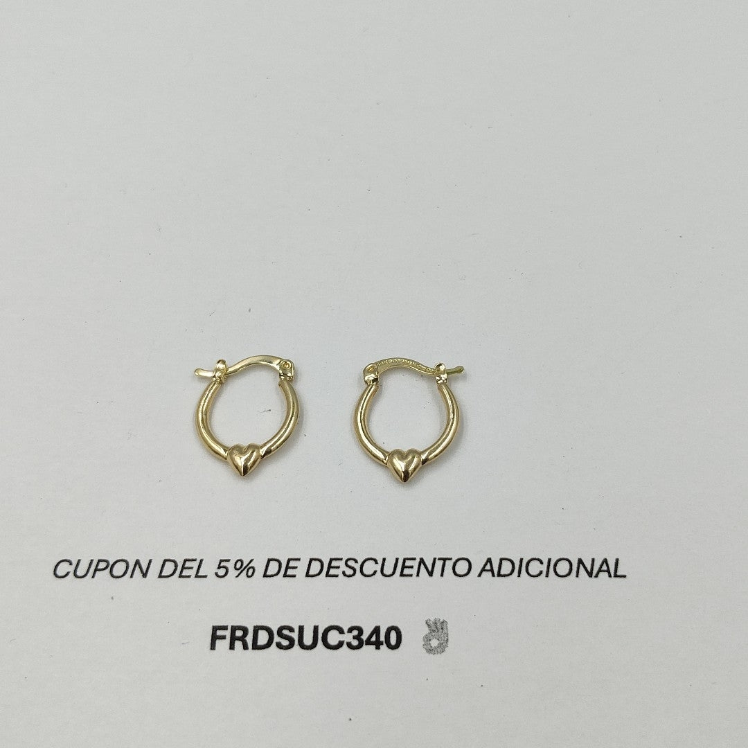 ARETES ARRACADAS FIG CORAZON 14K 1.1 GR AC 61 (NUEVO)