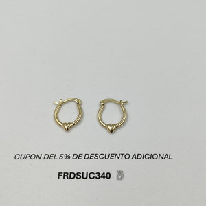ARETES ARRACADAS FIG CORAZON 14K 1.1 GR AC 61 (NUEVO)