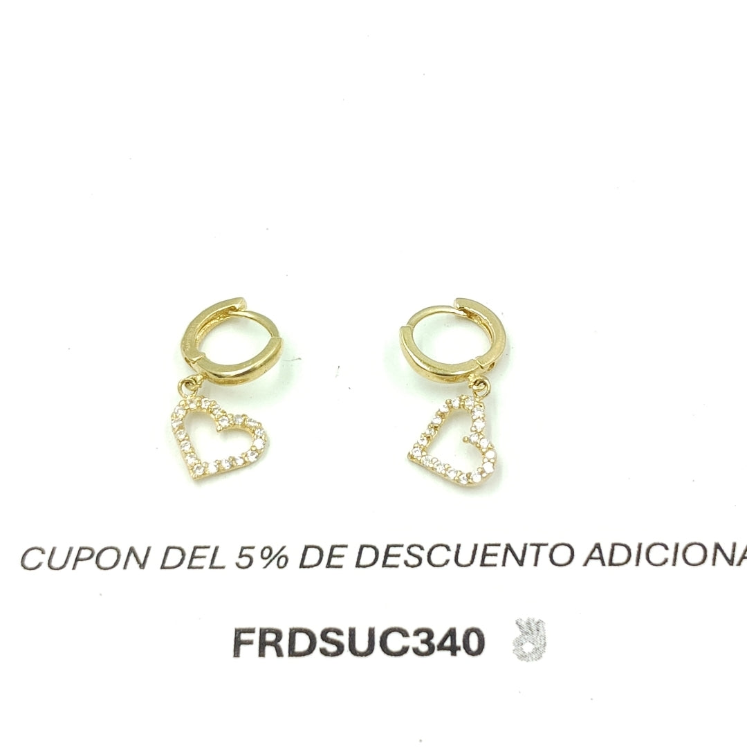 ARETES FIG CORAZON C CIRCONIAS 10K 1.8 GR (NUEVO)
