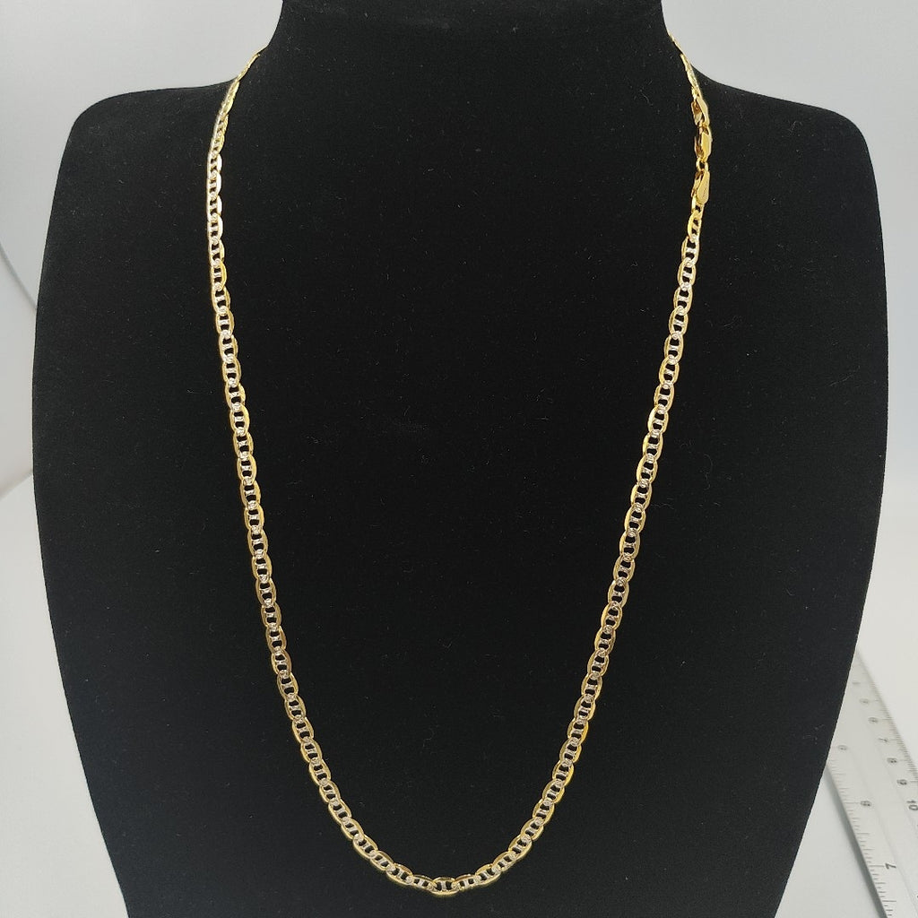 CADENA TEJIDO GUCHI DIAMANTADA 14K 55CM 12.7GR MPR060 (NUEVO)
