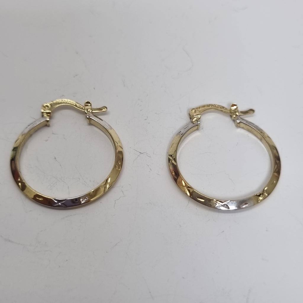 ARETES TEJIDO ARRACADAS BISELADAS COMBINADAS 14K 1.4 GR (NUEVO)