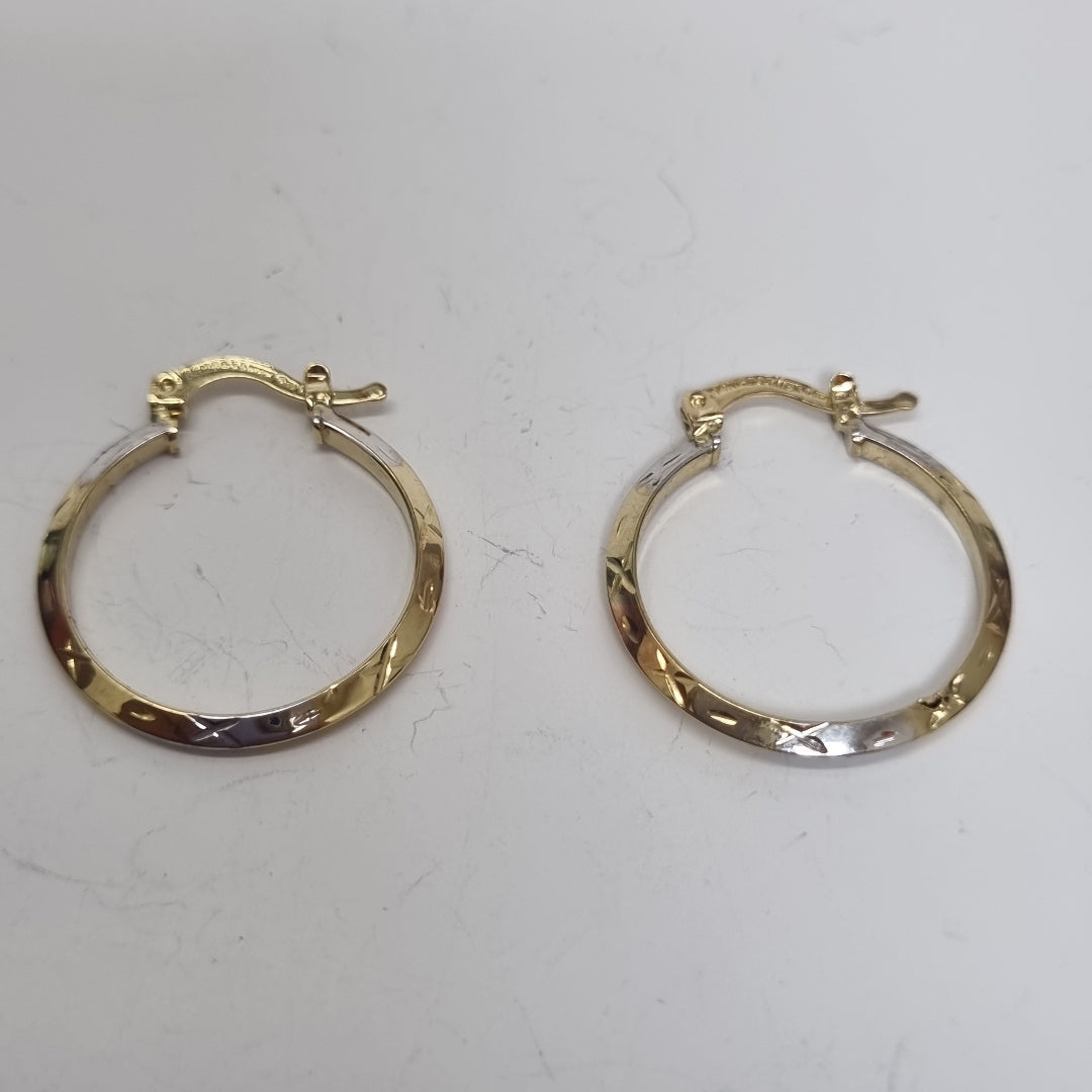 ARETES TEJIDO ARRACADAS BISELADAS COMBINADAS 14K 1.4 GR (NUEVO)