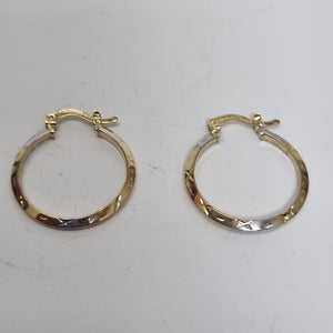 ARETES TEJIDO ARRACADAS BISELADAS COMBINADAS 14K 1.4 GR (NUEVO)