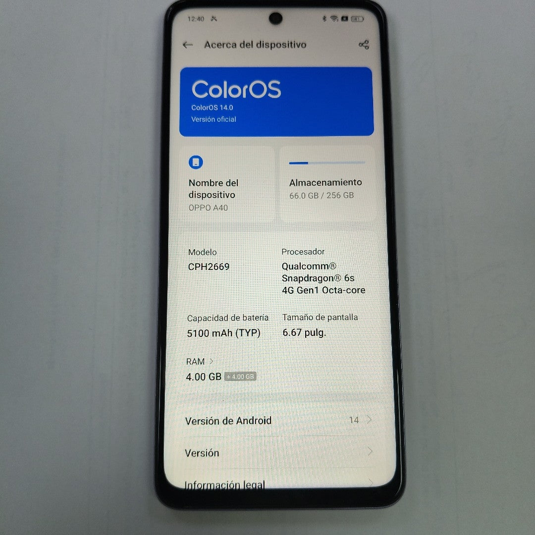 CELULAR OPPO A40 CPH2669 (2024) 256 GB 4 GB RAM (SEMINUEVO)