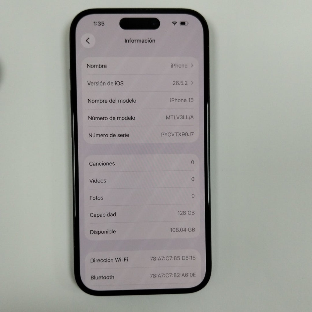 CELULAR APPLE IPHONE 15 A2846 (2023) 128 GB 6 GB RAM (SEMINUEVO)