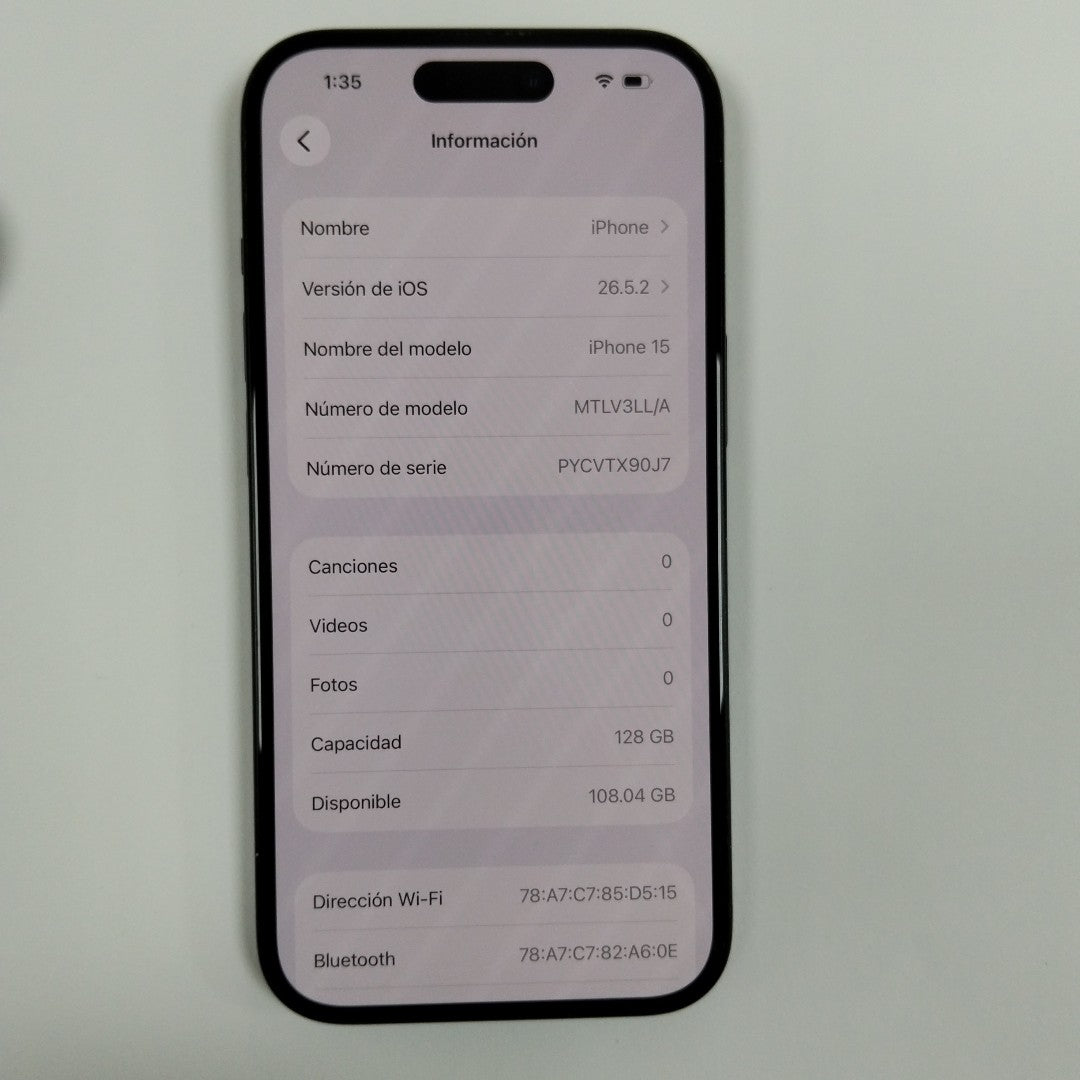 CELULAR APPLE IPHONE 15 A2846 (2023) 128 GB 6 GB RAM (SEMINUEVO)