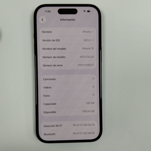 CELULAR APPLE IPHONE 15 A2846 (2023) 128 GB 6 GB RAM (SEMINUEVO)