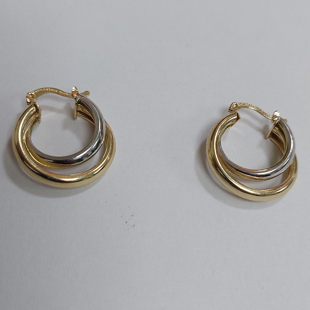 ARETES ARRACADAS DOBLE COMBINADA 14K 3.9 GR 02008FO (NUEVO)