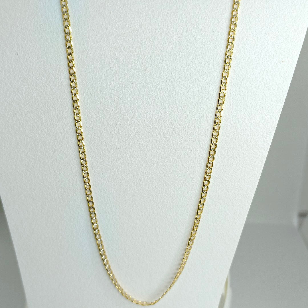 CADENA TEJIDO BARBADA DIAMANTADA 14K 50CM 5GR BPR06050 (NUEVO)