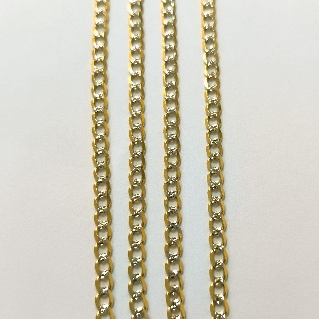 CADENA TEJIDO BARBADA DIAMANTADA 14K 55CM 11.9GR BPR100 (NUEVO)