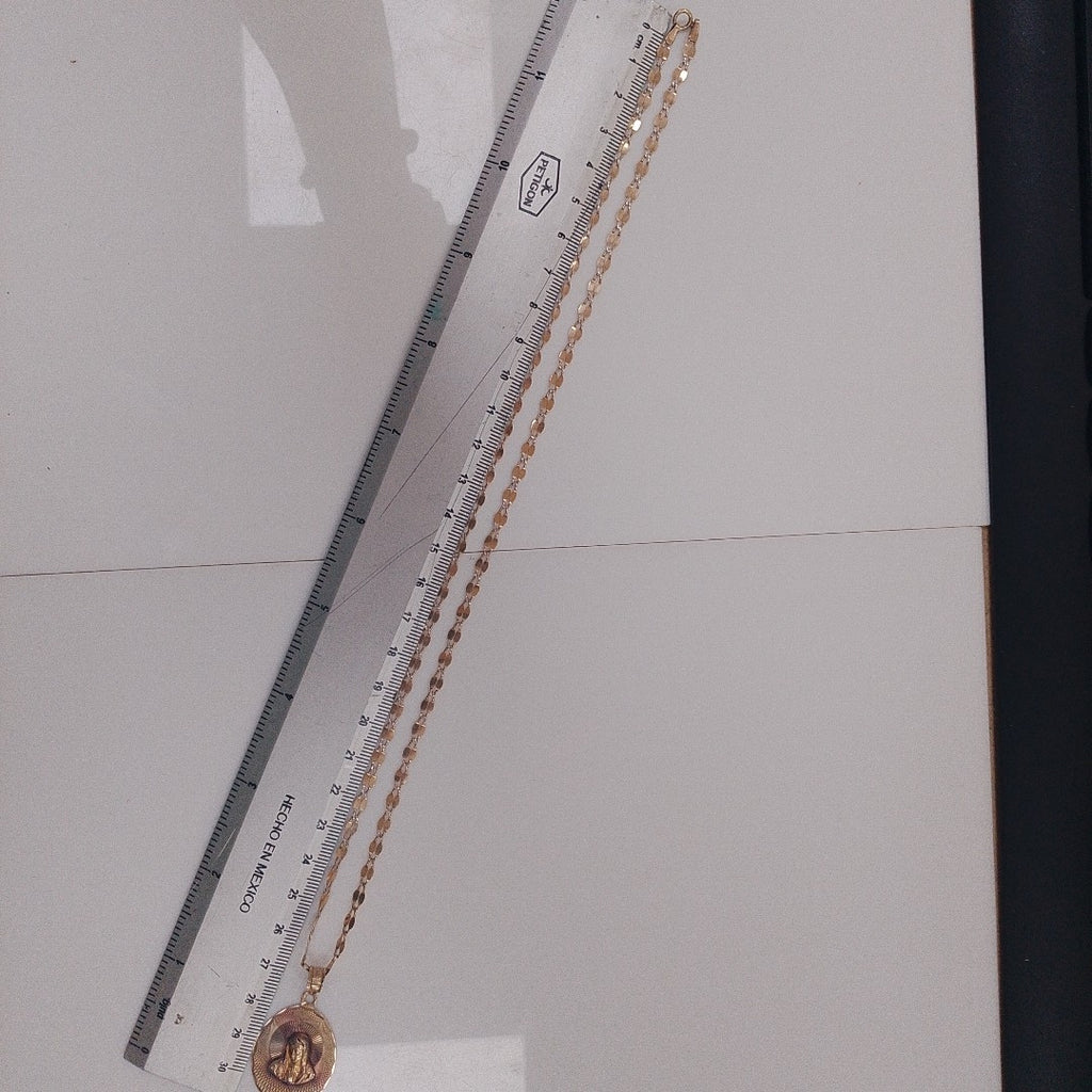 CADENA, MEDALLA RELIGIOSA ORO 10 K 6 GRMS (SEMINUEVO)