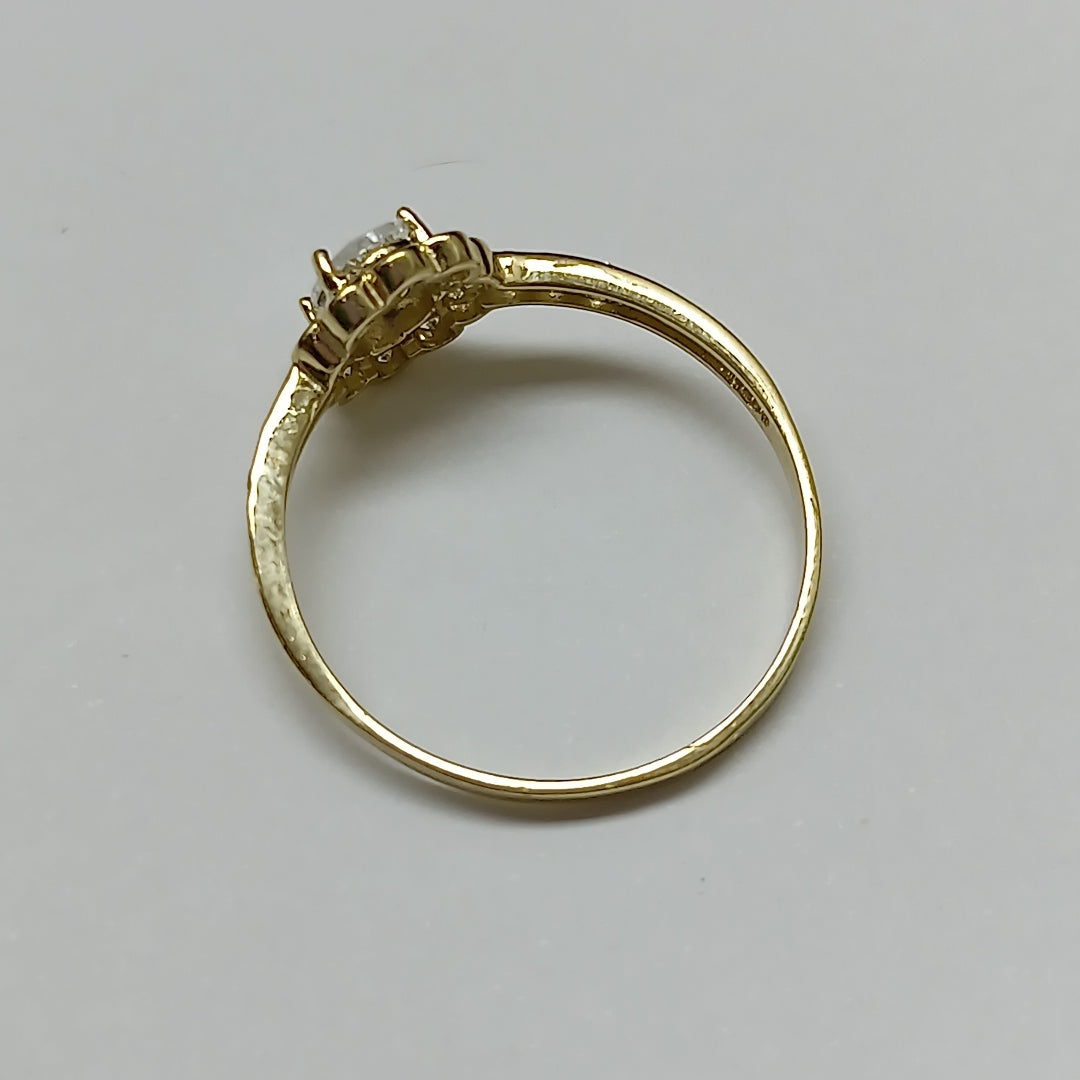 ANILLO FLOR PIEDRA OVALO 14K 9 TALLA 1.6 GR ADP 60 (NUEVO)