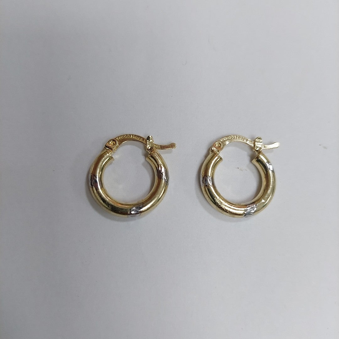 ARETES ARRACADAS MARTILLADA COMB 14K 1.3 GR ET 10 (NUEVO)