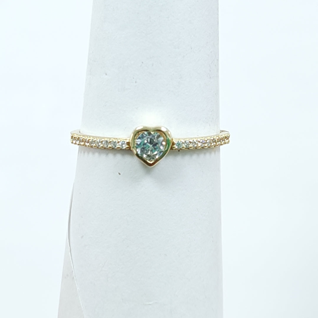 ANILLITO CON CORAZON Y CIRCONIAS 14K 9 TALLA 1.5 GR ADR 124 (NUEVO)