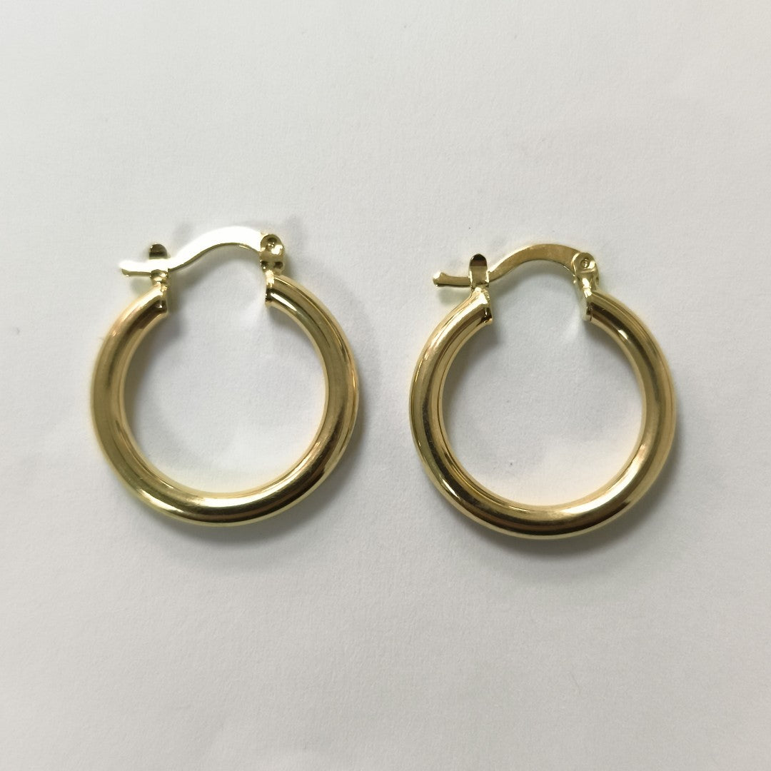ARETES TEJIDO ARRACADAS LISAS 14K 1.9 GR (NUEVO)