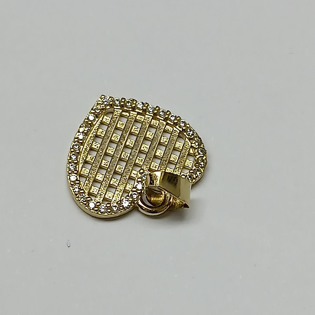 DIJE CORAZON CON CIRCONIAS 14K 1.1 GR DCR 04 (NUEVO)