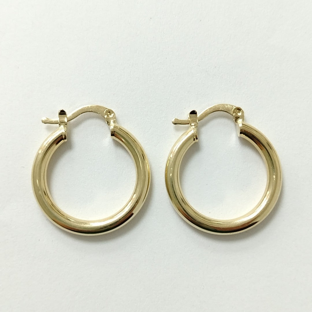 ARETES TEJIDO ARRACADAS LISAS 14K 1.9 GR (NUEVO)