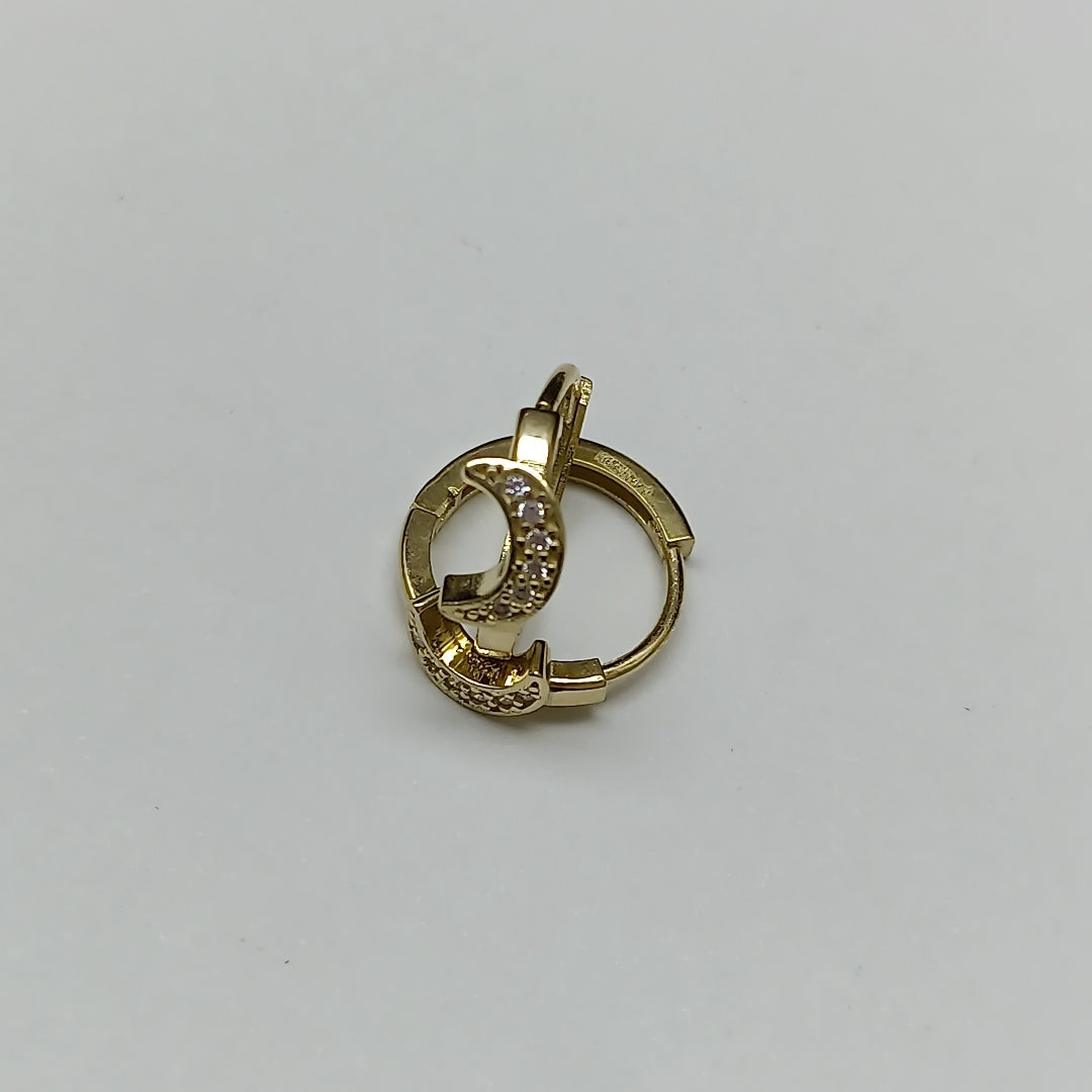 ARETES TEJIDO ARRACADAS CON FIG LUNA CON CIRCONIAS 14K 2.6 GR (NUEVO)