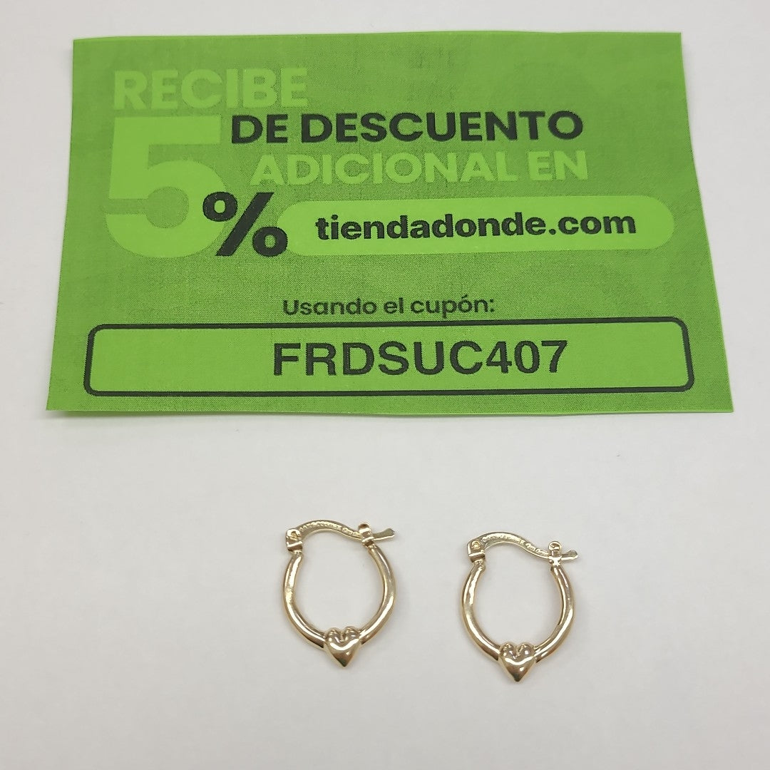 ARETES ARRACADAS FIG CORAZON 14K 1.1 GR AC 61 (NUEVO)