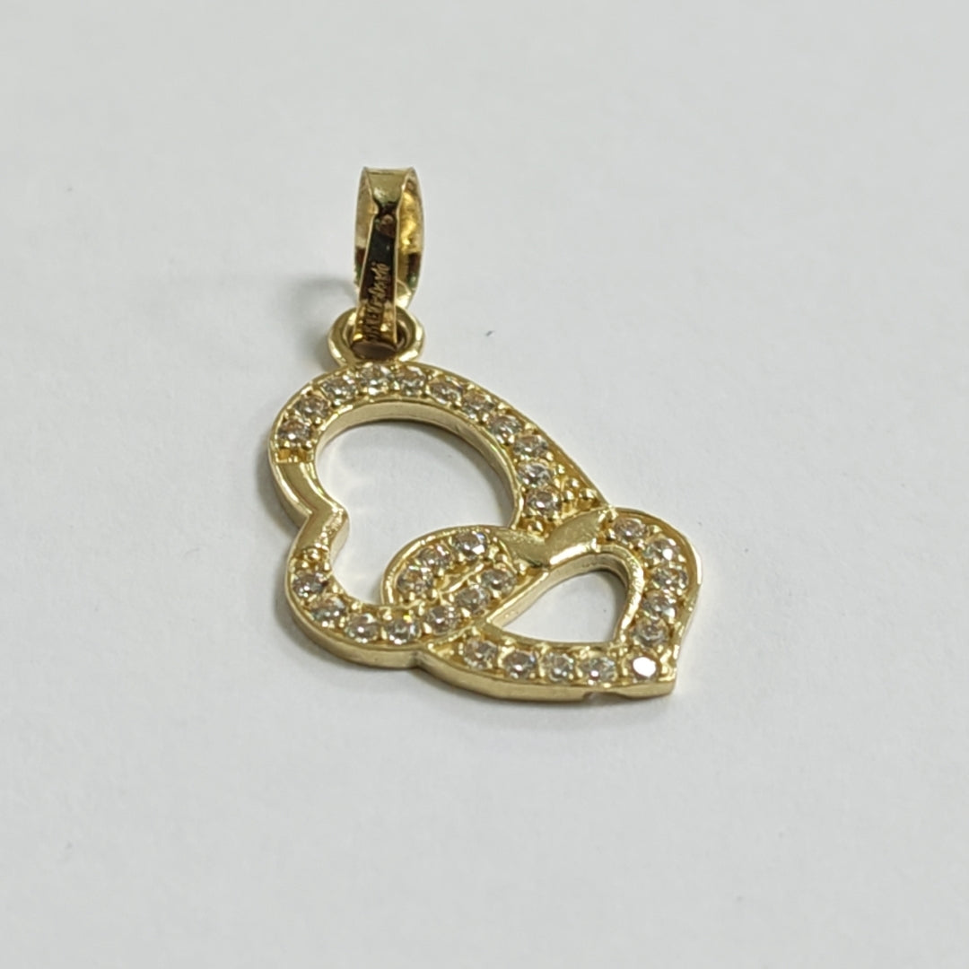 DIJE CORAZONES CON CIRCONIAS 14K 1.1 GR DDR 13 (NUEVO)