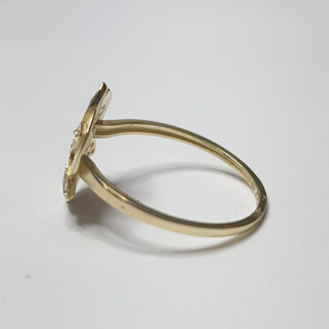 ANILLITO FIGURA FLOR CON CIRCONIA 14K 8 TALLA 1.7 GR ADR 115 (NUEVO)