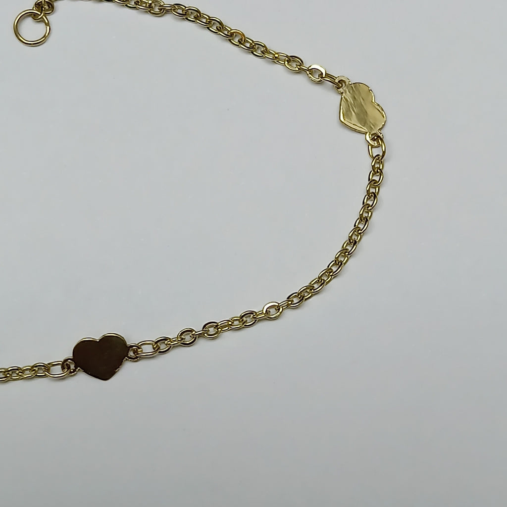 PULSERA TEJIDO ESPECIAL FIG CORAZONES 14K 18 CM 1.3 GR (NUEVO)