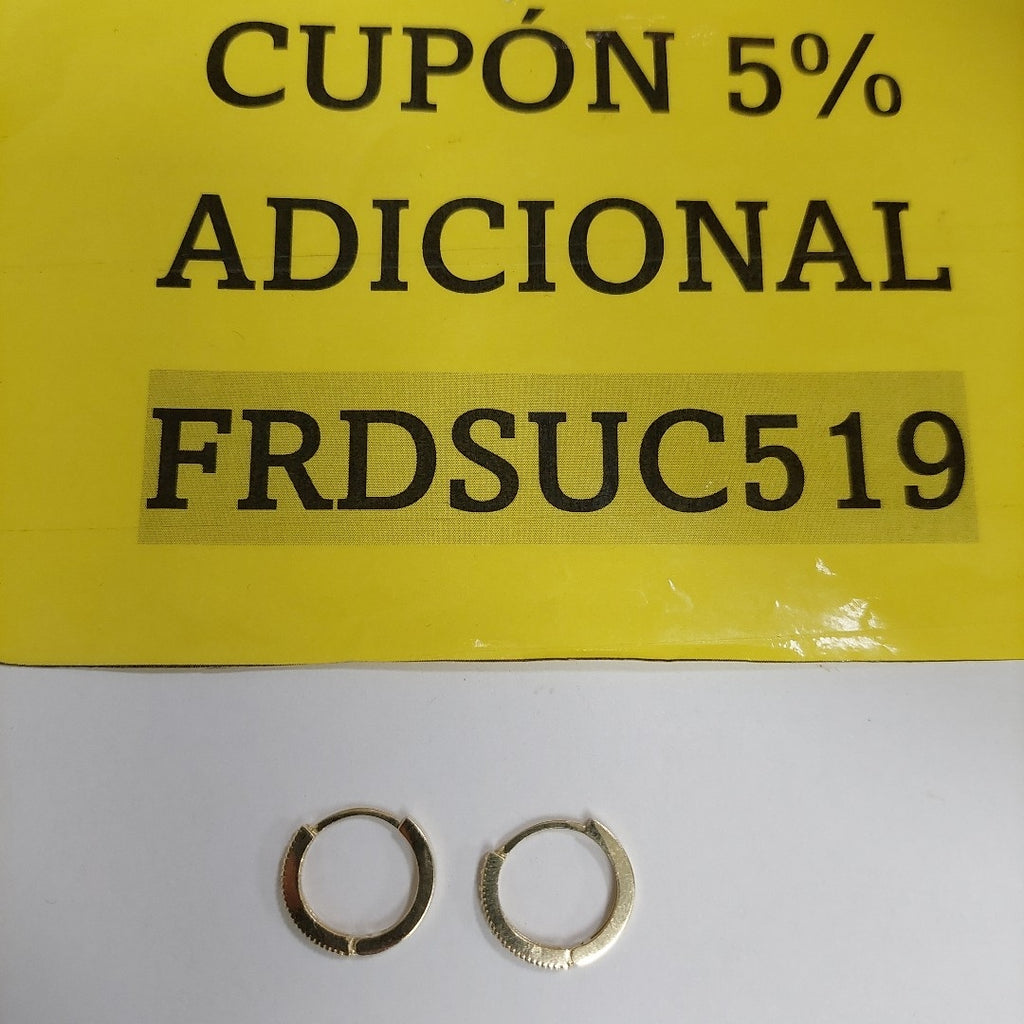 ARETES HUGGIES CON CIRCONIAS 14K 2.2 GR H 0040 (NUEVO)