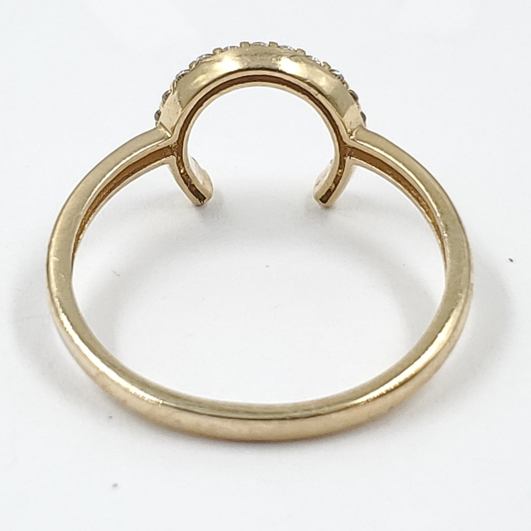 Anillo Oro amarillo 14 K 1.6 gr &quot;Herradura&quot; con Circonia (nuevo)