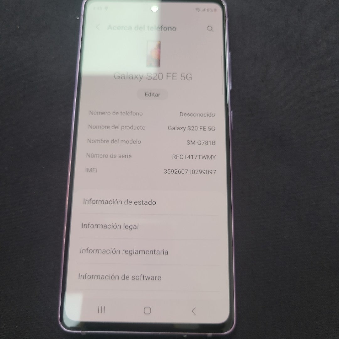 CELULAR SAMSUNG GALAXY S20 FE 5G SM-G781B 256 GB 8 GB RAM (SEMINUEVO)